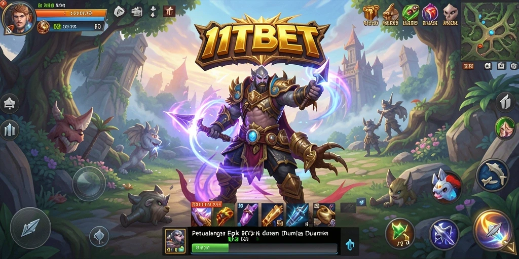 Tampilan gameplay <strong>11TBET</strong> yang menampilkan karakter dan pertempuran strategi.