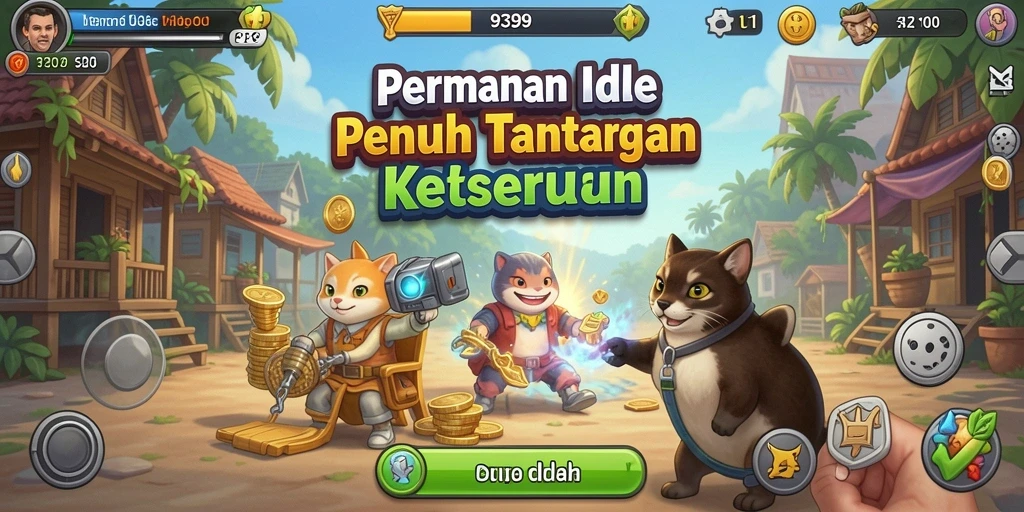 Tampilan gameplay menarik dari 9399 dengan berbagai sumber daya yang terus terkumpul.