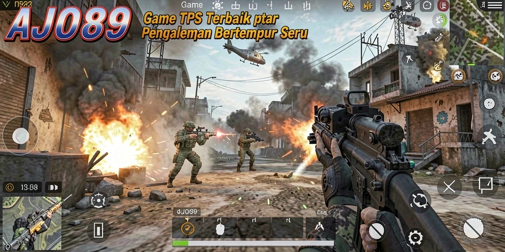Tangkapan layar gameplay intens dari AJO89 dalam mode TPS.