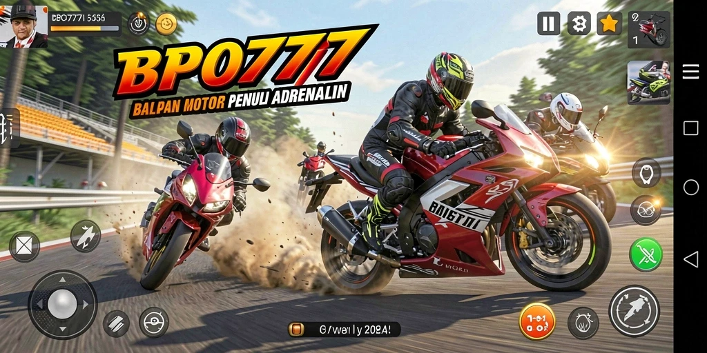 Gameplay balapan motor yang mendebarkan dan penuh aksi.