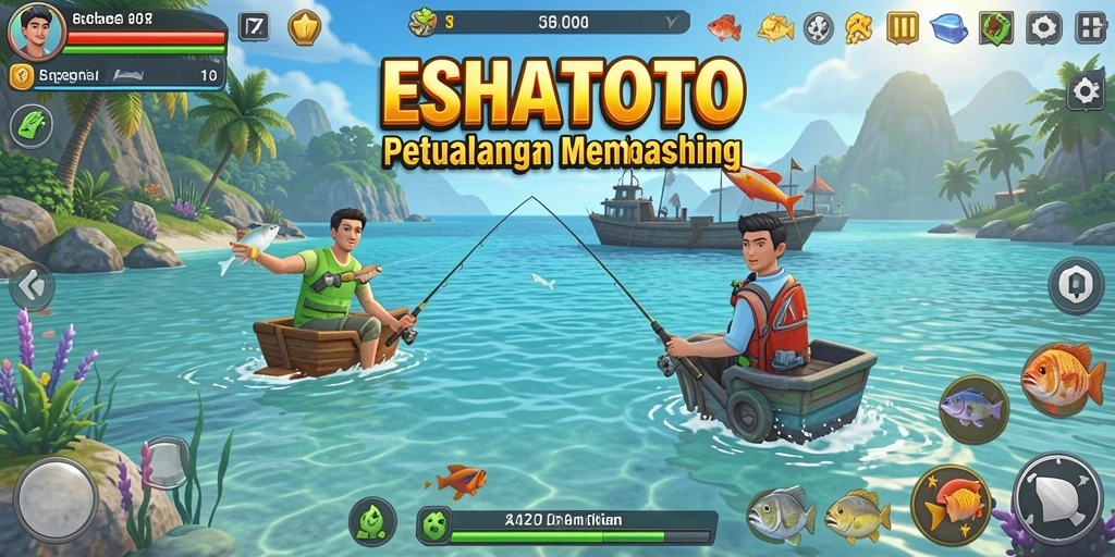 Gameplay ESHATOTO yang menampilkan aksi memancing yang seru.