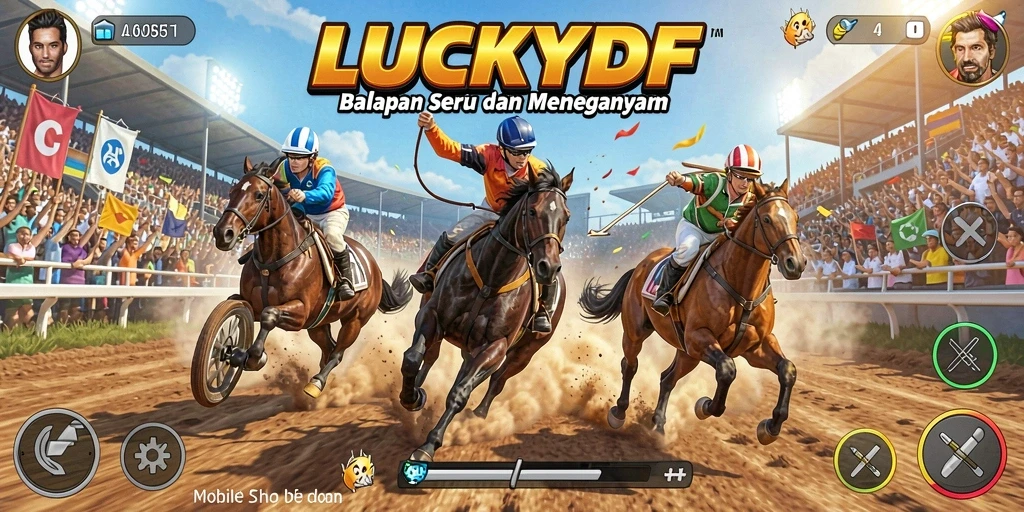 Tampilan mendebarkan dari gameplay balapan LUCKYDF.