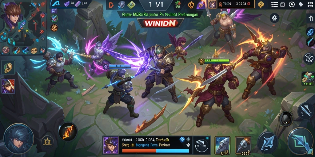 Gameplay seru di WINIDN dengan aksi MOBA yang intens.
